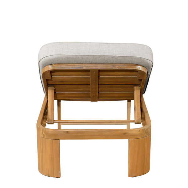 Outdoor Chaise Lounge With Cushion, 5 Position Adjustable Backrest