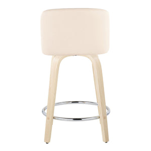 Toriano - Contemporary Fixed Height Counter Stool & Swivel And Round Footrest (Set of 2)