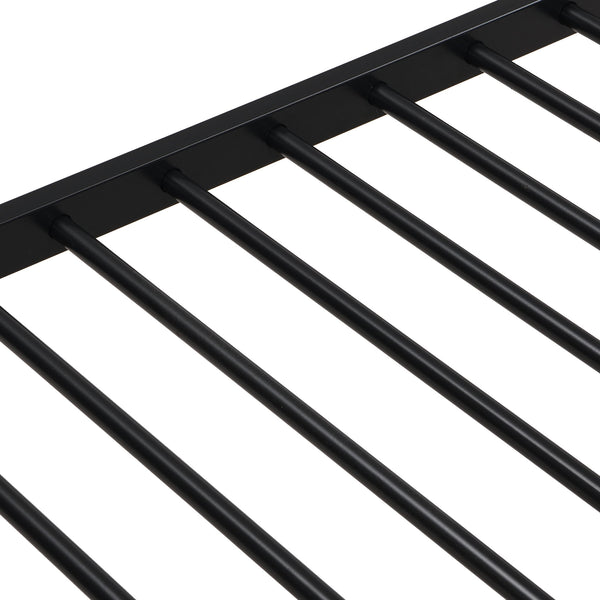 Twin Over Full Modern Metal Bunk Bed With Trundle - Black