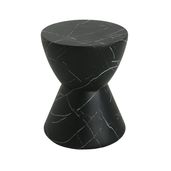 Outdoor Lightweight Concrete Side / End Table, Living Room Accent Table - Black Marble
