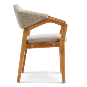 Indoor Upholstered Dining Chair (Set of 2) With Sturdy Frame And Ergonomic Curved Backrest - Oatmeal / Teak