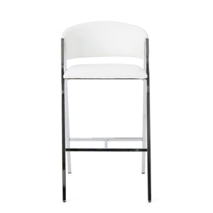 Modern Bar Stools With Low Back And Arms And Durable Metal Frame (Set of 2) - Ivory