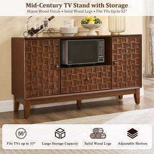 TV Stand With 3D Wood Texture - Brown