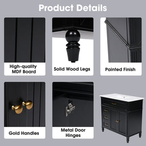 Bathroom Vanity With Sink, Freestanding Cabinet & Drawers