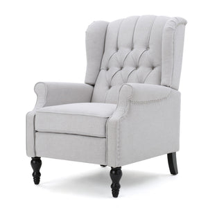 Armchair Recliner With Pushback Mechanism And Wingback Design