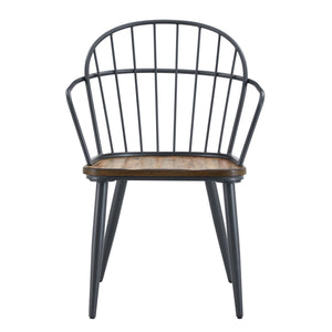 Industrial Inspired Indoor Dining Chair With Metal Legs And Birch (Set of 2) - Black / Natural