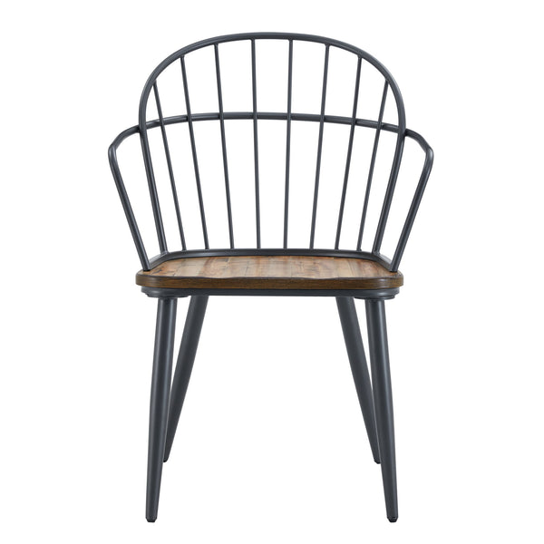 Industrial Inspired Indoor Dining Chair With Metal Legs And Birch (Set of 2) - Black / Natural