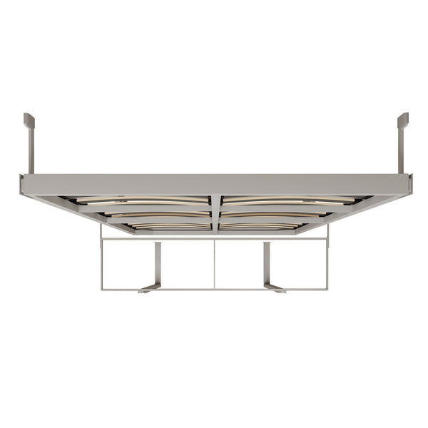 Queen Size Cabinet Wall Bed Mechanism With Desk Panel - Gray
