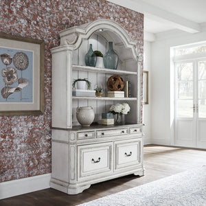 Magnolia Manor - 3 Piece Home Office Set (Desk & Hutch) - Antique White