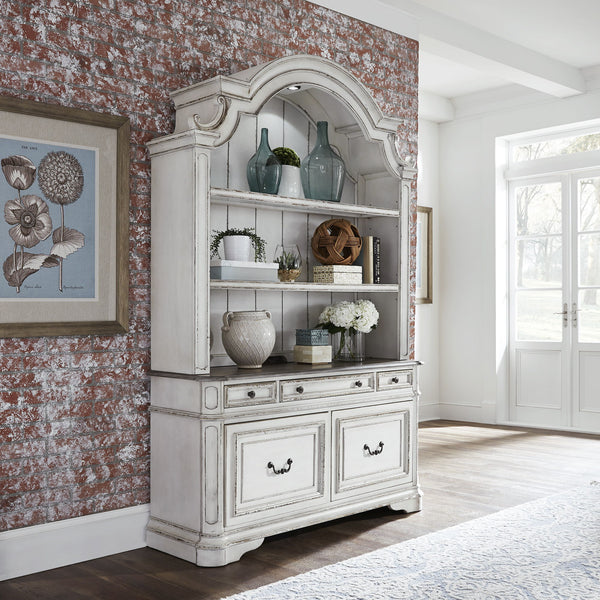 Magnolia Manor - 3 Piece Home Office Set (Desk & Hutch) - Antique White