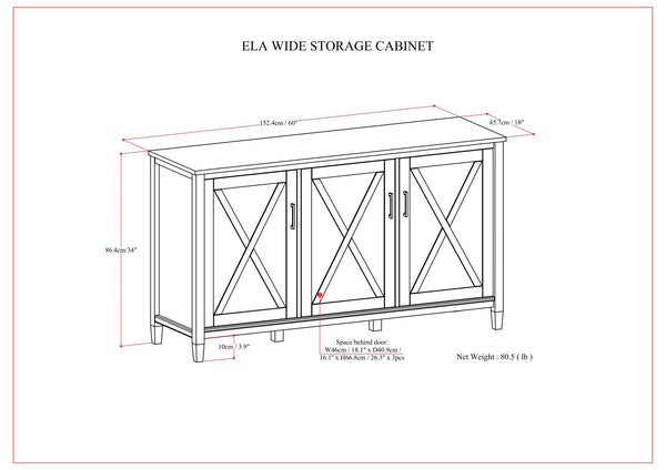 Ela - Wide Storage Cabinet - Smoky Brown
