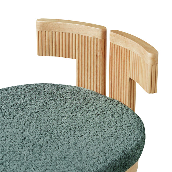 5 Piece Indoor Dining Set With Fluted Table Upholstered Chairs - Green / Natural