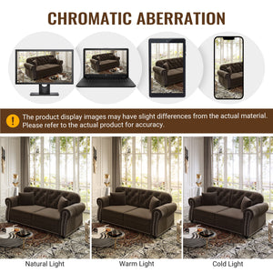 Upholstered Sofa With Nailhead Trim And Rolled Armrests