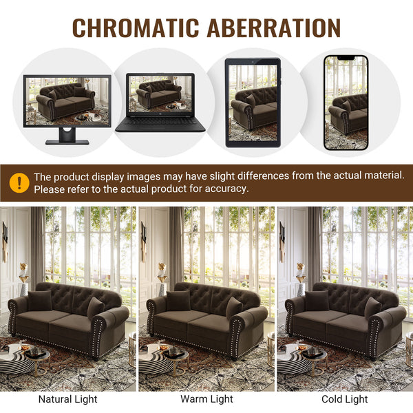 Upholstered Sofa Set With Nailhead Trim And Rolled Armrests, Includes Pillows
