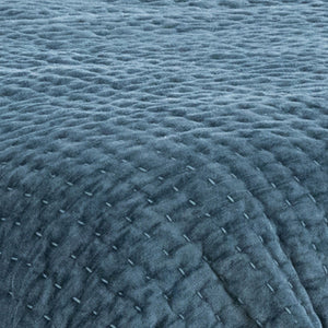 Bari - Velvet Quilt - Stone Blue