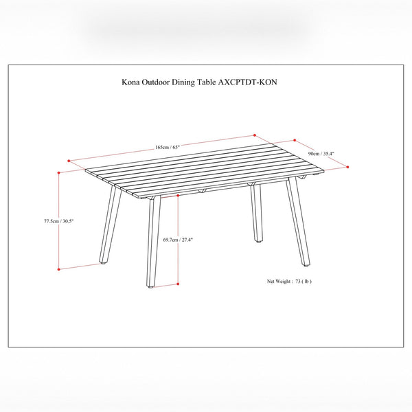 Kona - Outdoor Dining Table - Light Teak