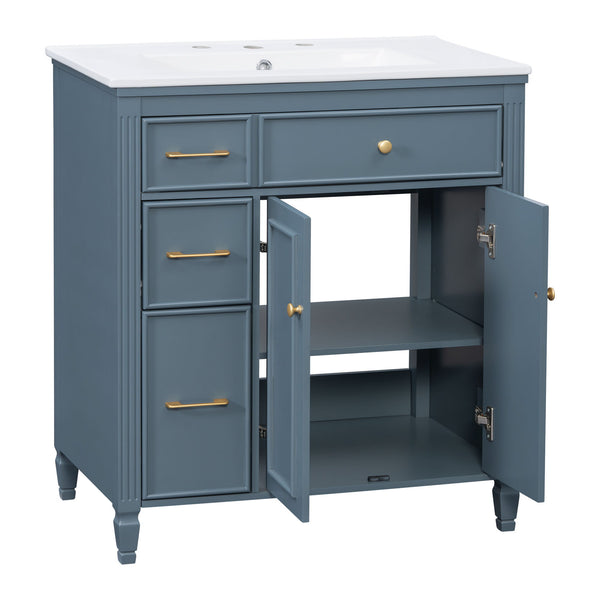 Freestanding Bathroom Vanity With Sink, Soft Close Door, Tip Out Drawer