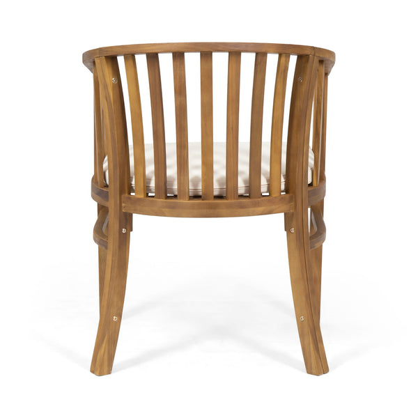 Outdoor Wooden Dining Chairs With Cushions (Set of 2)