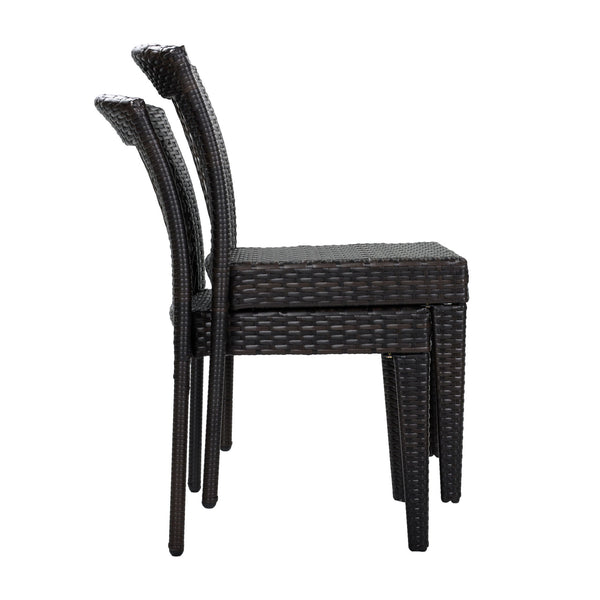 7 Piece Outdoor Patio Dining Set With Table & 6 Chairs - Brown / Brown Multi