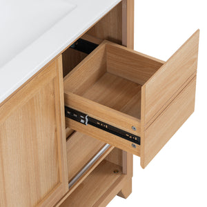 36" Bathroom Vanity With Sink, Soft Close Drawers - Natural