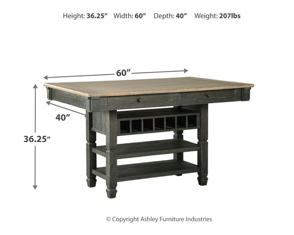 Tyler Creek - Rectangular Dining Room Counter Table - Black / Gray