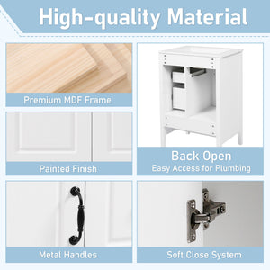 Freestanding Bathroom Vanity With Sink, Soft Closing Cabinet And Drawers - White