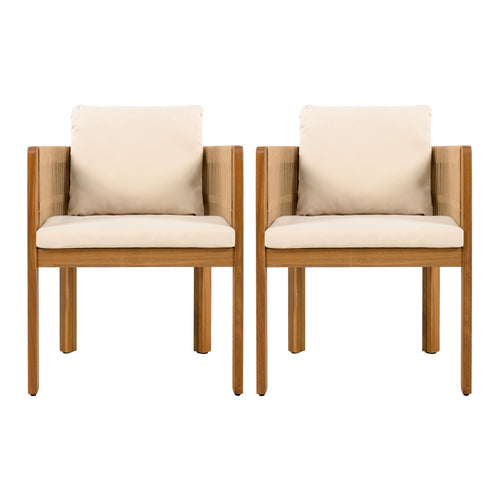 Outdoor Dining Chairs With Rope Handles (Set of 2)