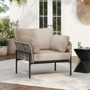 Rope Lounge Chair With Cushions For Modern Spaces