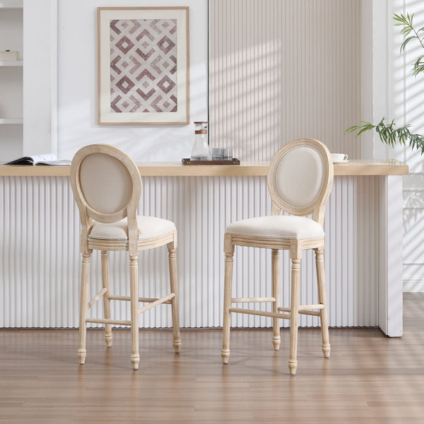 French Country Bar Chairs & Round Back (Set of 2)