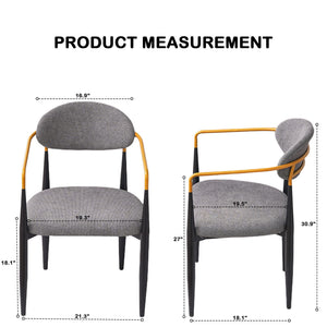 Modern Upholstered Dining Chair With Accented Armrests (Set of 2)