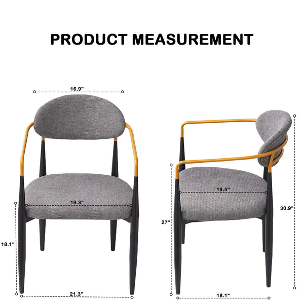 Modern Upholstered Dining Chair With Accented Armrests (Set of 2)