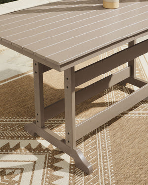 Seacliff Beach - Rectangular Counter Height Dining Table With Umbrella Option - Medium Brown