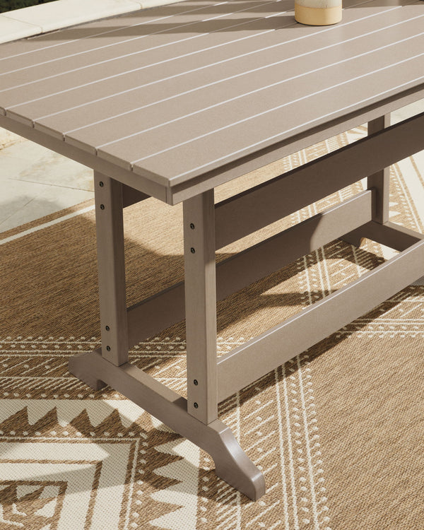 Seacliff Beach - Rectangular Counter Height Dining Table With Umbrella Option - Medium Brown
