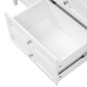Bathroom Vanity With Double Sink, 3 Drawers, 2 Doors, Adjustable Shelves, Freestanding - White