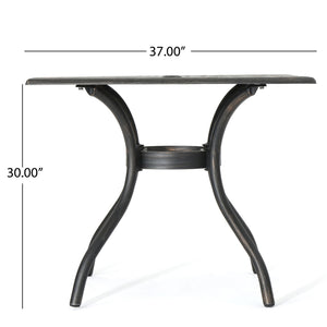 Enchantia - Outdoor Square Dining Table With Weave Tabletop And Flared Legs - Copper