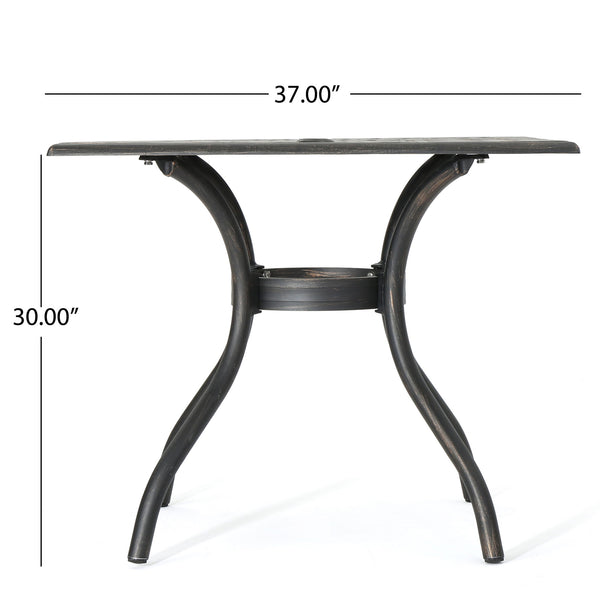 Enchantia - Outdoor Square Dining Table With Weave Tabletop And Flared Legs - Copper