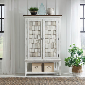 River Place - Bar Cabinet - Riverstone White & Tobacco