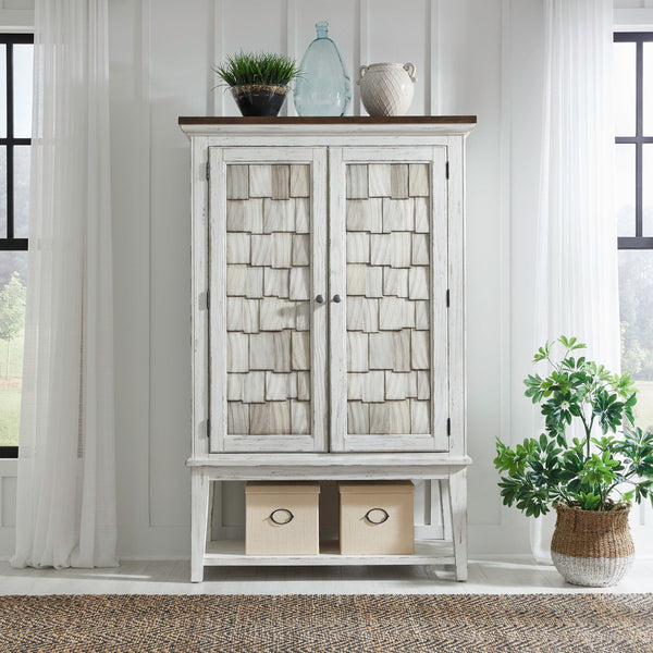 River Place - Bar Cabinet - Riverstone White & Tobacco