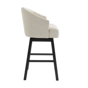 360 Degree Swivel Bar Stool & Stunning Nailhead Trim (Set of 2) - Beige