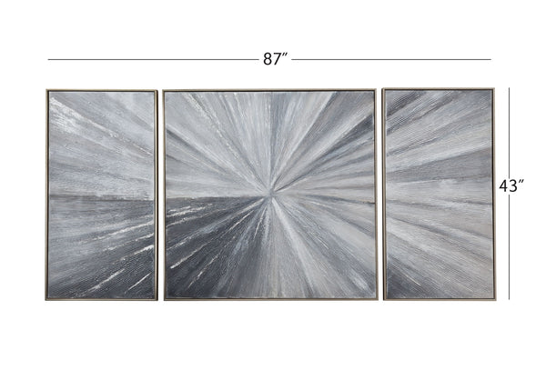 Cambric Canvas Art (Set of 3) - Dark Gray