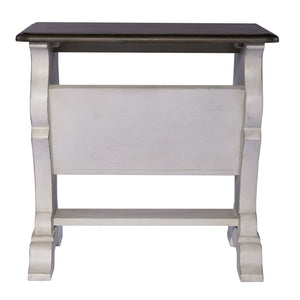 Abbey Road - Library Chair Side Table - Porcelain White / Churchill Brown