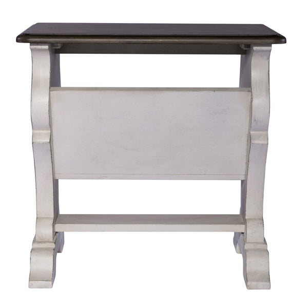 Abbey Road - Library Chair Side Table - Porcelain White / Churchill Brown