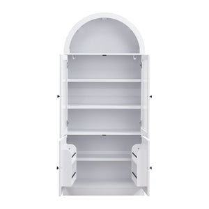 Tall Arched Top Storage Cabinet With 5 Tier Shelves, Soft Close Hinges