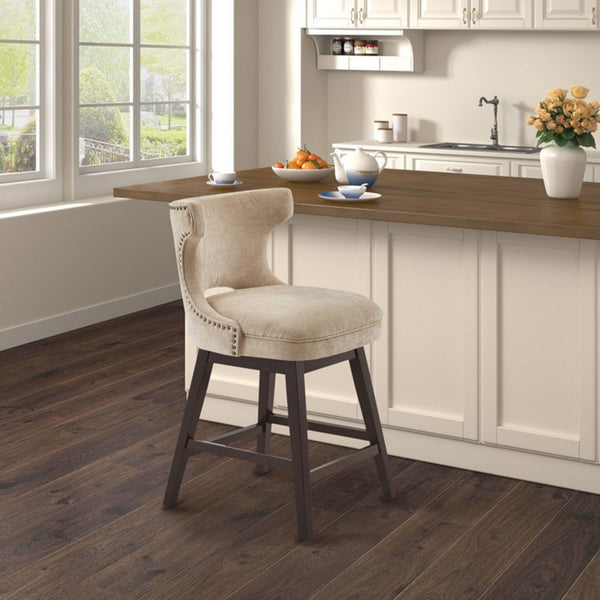 360 Degree Swivel Counter Stool With Silver Detailing