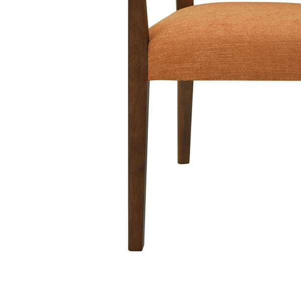 Mid Century Modern Arm Dining Chair Set With Rattan Backrest