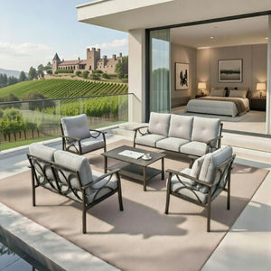 Patio Furniture Set With Coffee Table And Cushions For Backyard