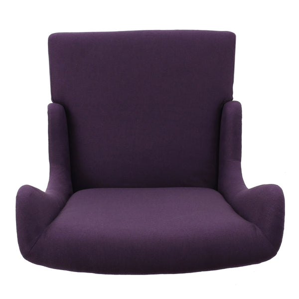 Fabric Dining Chair With High Back And Birch Wood Legs - Plum