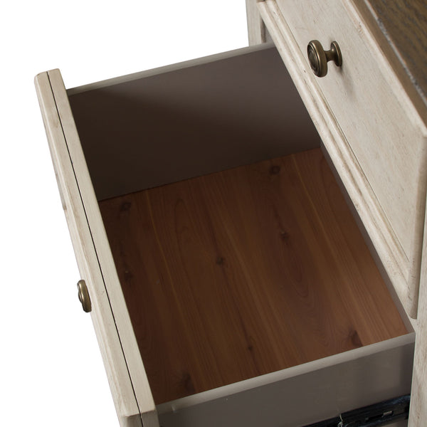 Heartland - 2 Drawer Nightstand With Charging Station - Antique White / Tobacco Tops