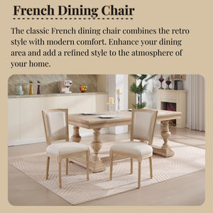 Dining Chairs Upholstered With T - Shaped Back (Set of 2) - Beige