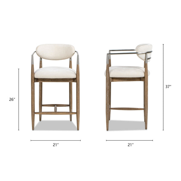 Artemis - Mixed Material Upholstered Counter Stool - Warm White